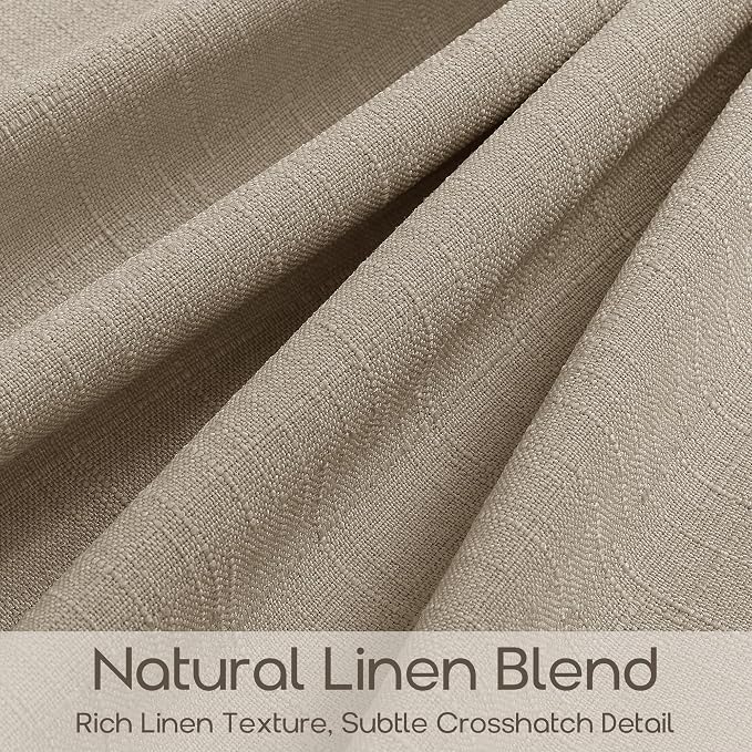 Burlywood Birch Extra Wide Pinch Pleat Curtains 102 Inches Long Memory Shaped Light Filtering Privacy Burlap Sliding Door Curtains with Rings Back Tab Large Window Drape for Living Room Bedroom 70x102