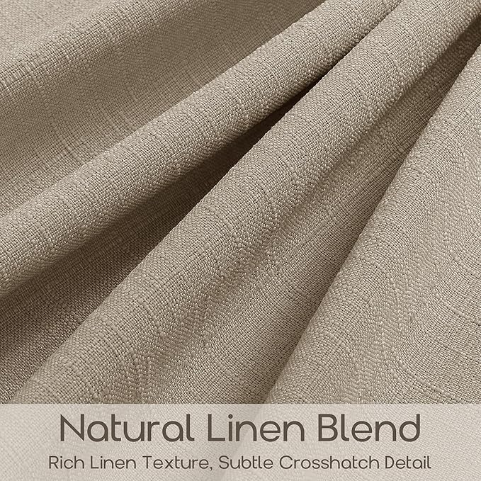 Burlywood Pinch Pleated Curtains 84 Inches Length Back Tab Light Filtering Semi Sheer Taupe Pleat Curtains for Living Room Memory Trained Shaped Linen Textured Window Drapes 84 Inch Long 2 Panels