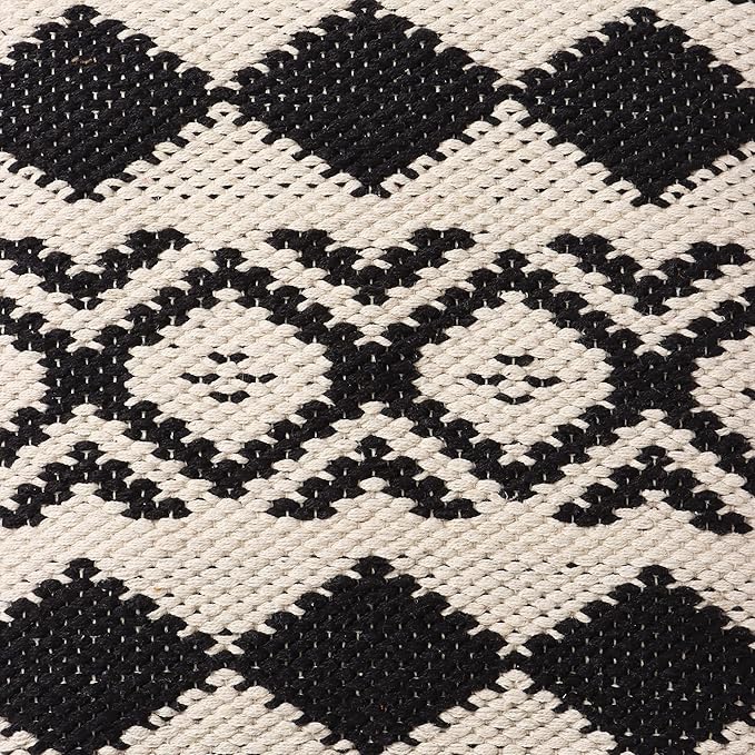 REDEARTH Handmade Boho Throw Pillow Covers - Bohemian Chic Farmhouse Style - Accent Woven Indoor and Outdoor Pillow Cushion Cases for Couch - Bed - Chair - Sofa - Benches – Set of 2-18"x18" - Black