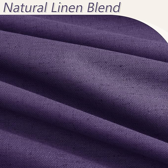 Guken 100% Blackout Curtains 120 Inch Length 2 Panels Set for Living Room Bedroom Back Tab Thermal Insulated Black Out Linen Drapes Room Darkening New Purple,52x120