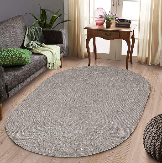 Superior Indoor/Outdoor Area Rug, Reversible Braided Floor Decor for Living Room, Kitchen, Patio, Front Porch, Modern Boho Farmhouse Rugs, Hardwood, Bedroom Accessories, 5' x 8', Canvas