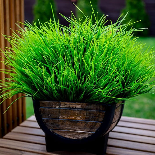 AXYLEX Artificial Monkey Grass Outdoor Shrubs - 20 Bundles Fake Plants UV Resistant No Fade Faux Plastic Greenery Home Garden Porch Patio Decoration Office Indoor (Green Grass)