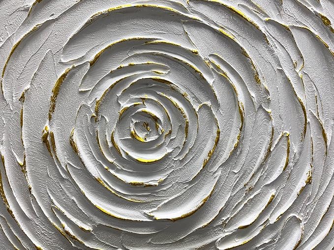 ART8YUQI Paintings - Contemporary Abstract Art Oil Painting On Canvas Texture 3D White painting Handmade Artwork Picture Canvas Wall Art Modern Home Decor living room Ready to Hang 24x48inch