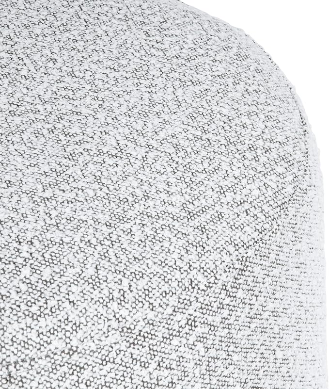 Spatial Order 22" Round Ottoman with Wooden Base - Cream Boucle with Gray Yarns