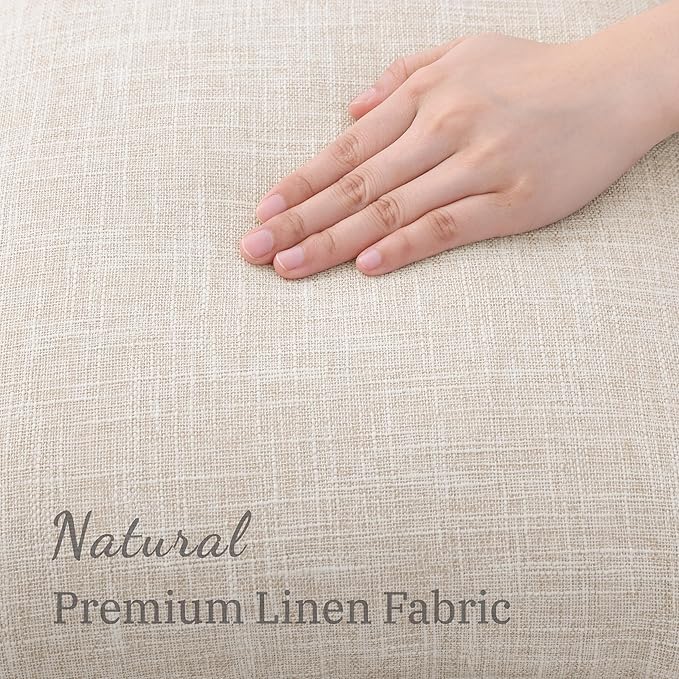 decorUhome Summer Decorative Throw Pillow Covers 22x22 Set of 2 Square Faux Linen Outdoor Neutral Farmhouse Euro Sham Pillow Covers with Stitched Edge for Couch Sofa Living Room, Beige