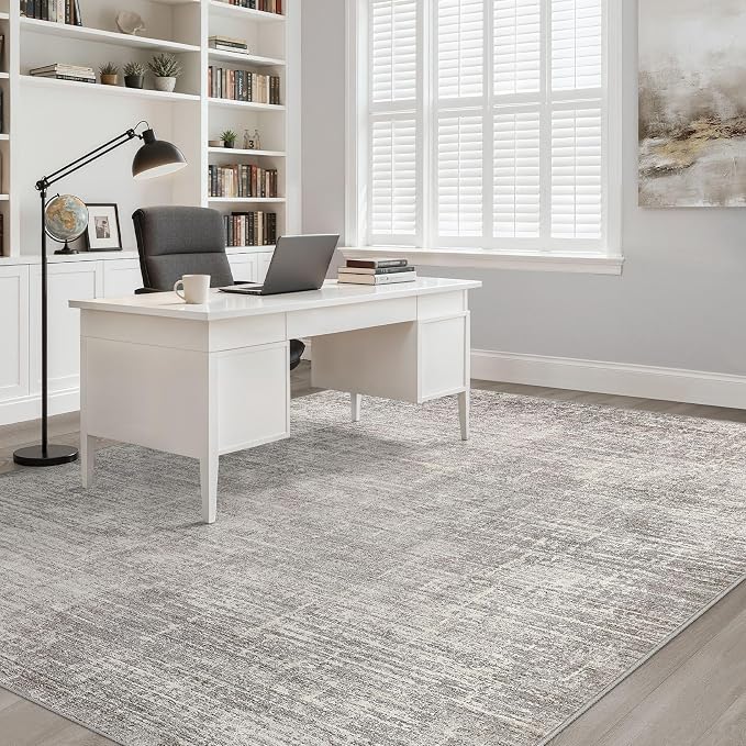 5x7 Area Rugs Living Room: Washable Large Neutral Rug Abstract Soft Modern Stain Resistant Indoor Floor Non-Slip Carpet for Bedroom Nursery Kids Office Playroom Dining Room Under Table- Brown Gray