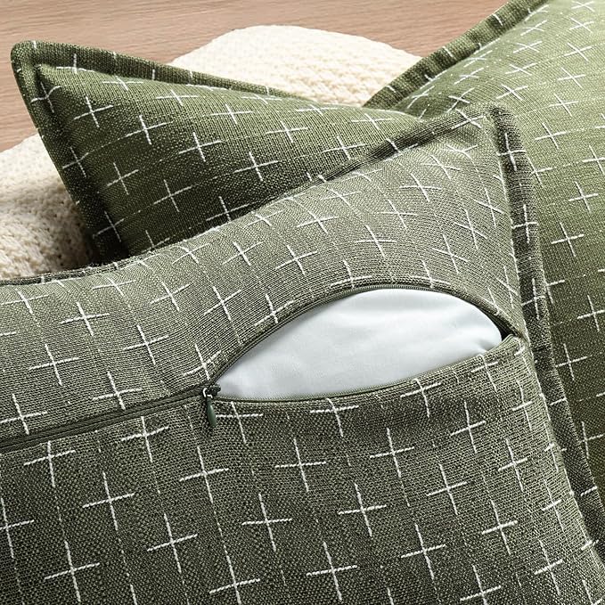 ZWJD Pillow Covers 26x26 Set of 2 Soft Polyester Textured Pillow Covers with Stylish Flange Edge Cozy Farmhouse Euro Sham Throw Pillows for Couch Bed Sofa Living Room