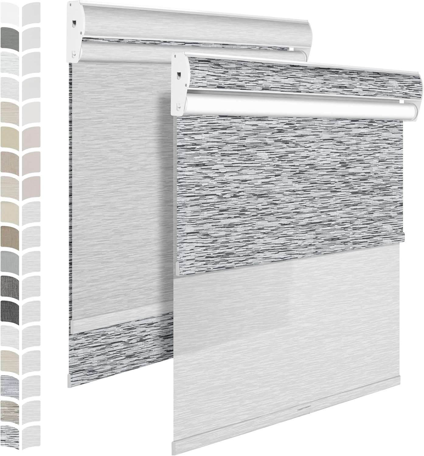 Berissa Cordless Dual Roller Shades with Cassette Valance, Blackout and Light Filtering, Day and Night Shades for Home Office, Maze Black & White, Custom Sizes