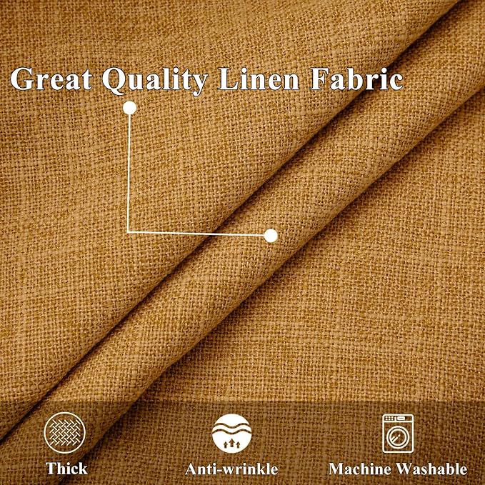 decorUhome Summer Decorative Throw Pillow Covers 26x26 Set of 2 Square Faux Linen Outdoor Neutral Farmhouse Euro Sham Pillow Covers with Stitched Edge for Couch Sofa Living Room, Bronze Gold