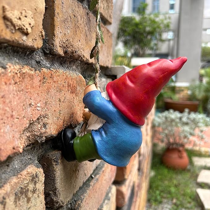 Hanging Gnome Garden Statue Decoration,Climbing Gnomes Statue Figurine Ornament for Indoor Outdoor Home Garden Decor
