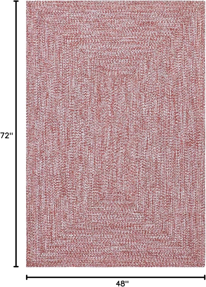 Superior Large Indoor/Outdoor Area Rug, Multi-Tone Reversible Braided Floor Decor for Patio, Front Porch, Entryway, Living Room, Office, Nursery, Artistic Home, 4' x 6', Brick-White
