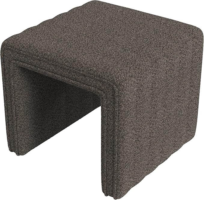 HomePop Modern Channel Tufted Ottoman|Homepop Home Décor|Ottoman for Living Room & Bedroom - Dark Brown Boucle