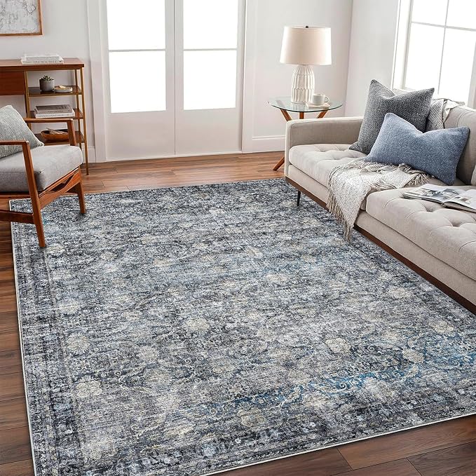 CHAMPLANT Washable Area Rug 8'x10' Boho Design Non-Shedding Non-Slip Easy Care Ideal for High Traffic Areas in Living Room Bedroom Office Coffee Table Kitchen Large Carpet