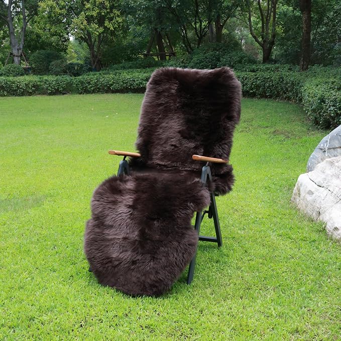 Sheepskin Rug, Fluffy Shag Area Rug, Super Soft 24” x 72“ Sheepskin Hair Rug, Pile Rug, Decorative Throw Rugs for Bedrooms, Children's Rooms, Living Rooms (Chestnut Brown, 24" x 72")