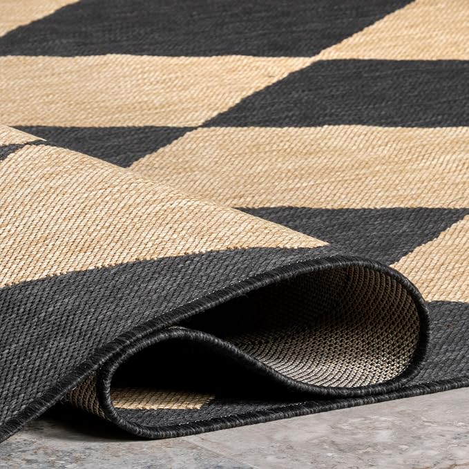 Nuloom Outdoor Performance Collection Sabina Dark Grey/Ivory, 2' x 6', Soft, High Traffic, Stain Resistant, Easy Clean, Durable Runner for Indoor/Outdoor Patio, Deck, Porch, Garden, Courtyard