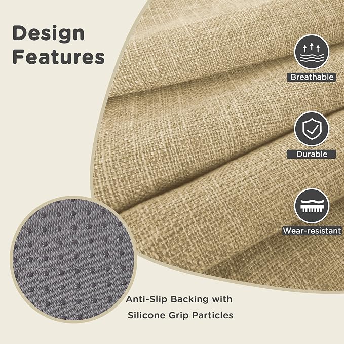 AddGrace 2.5" Thick Non Slip Round Chair Pad 1 Pack, 16", Beige | Machine-Washable Cover, Non-Slip, for Kitchen, Dining Room, Office, Floor, Bistro Cafe, for 16" Ottoman, 16" Round Stool
