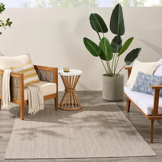 Nourison Home Horizon Indoor/Outdoor Grey 6' x 9' Area Rug - Easy Clean, Non Shedding, Bed Room, Living Room, Dining Room, Kitchen (6' x 9')