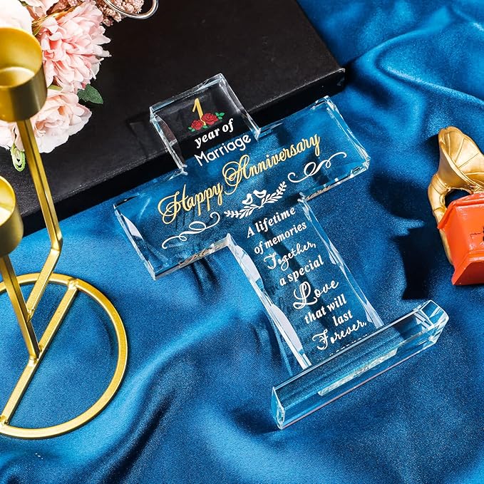 YWHL 1st Wedding Anniversary Cross, 1 Year for Couple, Cross Decoration for One Year of Marriage