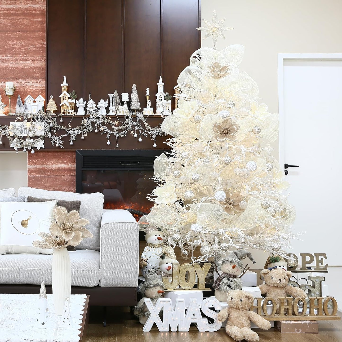 Sea Team Christmas Baubles Set of 16 80mm Christmas Tree Hanging Ornaments Decoration (Champagne and Matte)