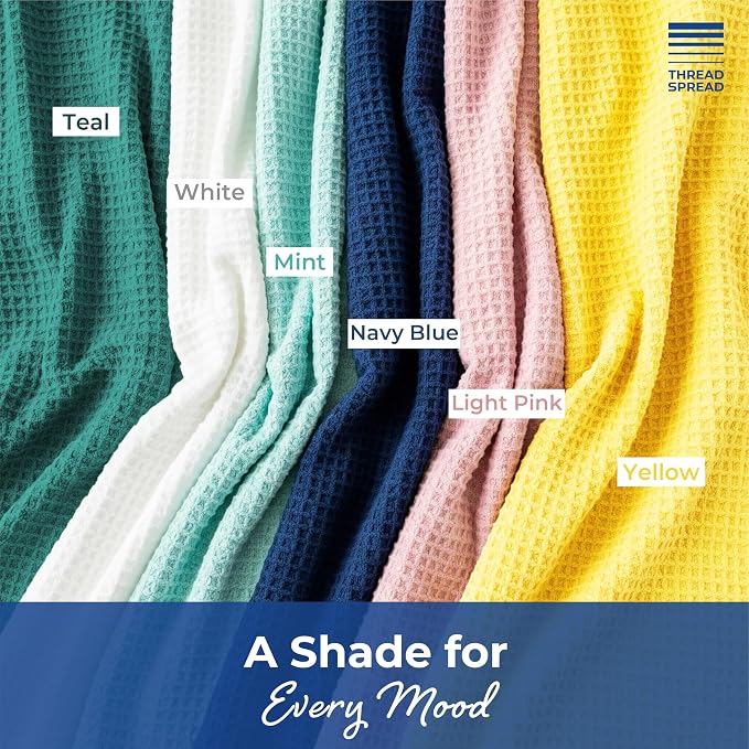 THREAD SPREAD 100% Cotton Waffle Twin Size Blanket for Bed - Soft Lightweight Breathable Waffle Weave Twin Blanket for All Season, Textured Throw Blankets for Bed, Sofa, Hotel, Hospital - White