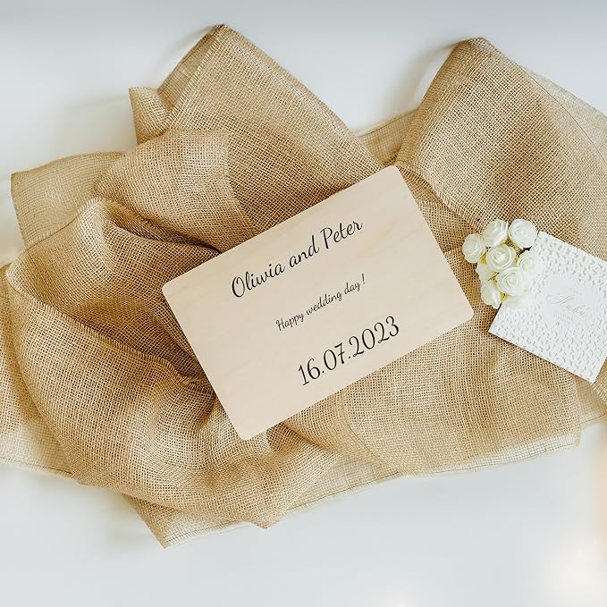 Creative Deco Personalized Wooden Storage Box Wish Text Box | 11.8x7.87x5.51in (+-0.5) | Mutiple Choice | Personalised Text | Hinged Lid Handles & Engraving | UNSANDED Keepsake Memory Souvenir