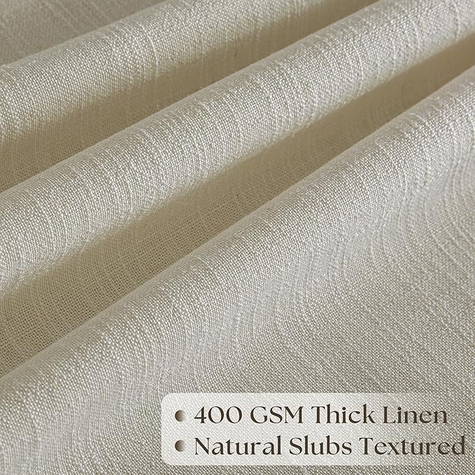 102 Inch Curtains Pinch Pleat Linen Curtains for Living Room Bedroom Tan Beige Burlap Flax Light Filtering Privacy 102 Inch Long 50 Inch Width Pleated Drapes Hooks Rings for Sliding Door 1 Panel