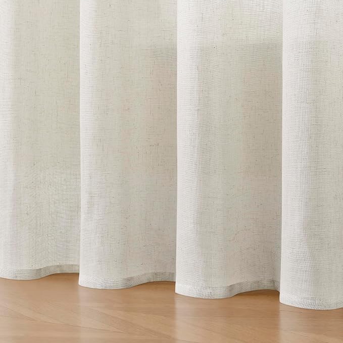 Joydeco Linen Curtains 84 Inch Length 2 Panels Set for Living Room, Light Filtering Drapes 37 Inch Width for Bedroom with Back Tab and Rod Pocket (37x84 inch)