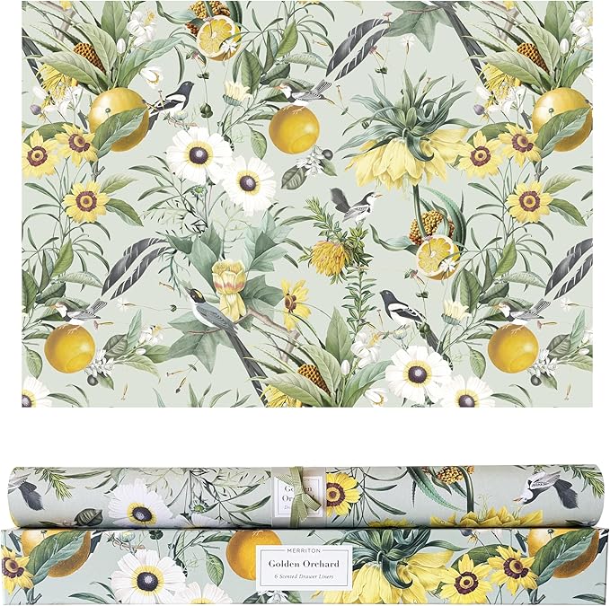 Scented Drawer Liners for Dresser Fragrant Paper Liner for Drawers Cabinet Shelf Linen Closet and Kitchen Scent Liners Non Adhesive (Golden Orchard)