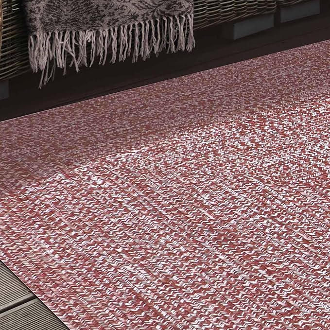 Superior Large Indoor/Outdoor Area Rug, Multi-Tone Reversible Braided Floor Decor for Patio, Front Porch, Entryway, Living Room, Office, Nursery, Artistic Home, 4' x 6', Brick-White