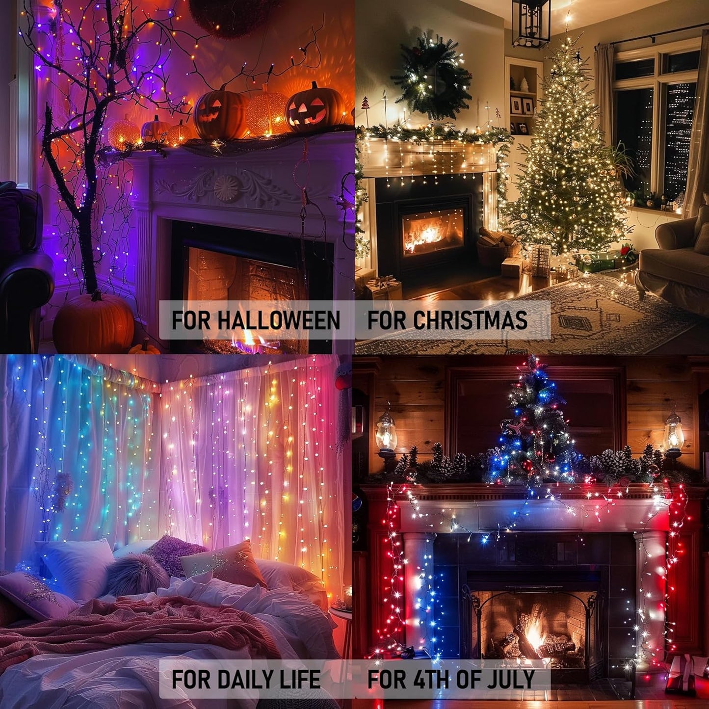 Dazzle Bright Color Changing Christmas Lights, 66ft 200 LED RGB String Lights with Remote & Timer, Fairy Lights for Indoor Outdoor Xmas Tree Party Wedding Christmas Decorations