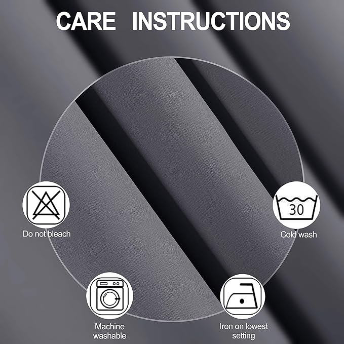 LEMOMO Grey Blackout Curtains for Bedroom Room Darkening Curtains/38 x 54 Inch Long Set of 2 Panels Draperies Thermal Insulated Living Room Curtains