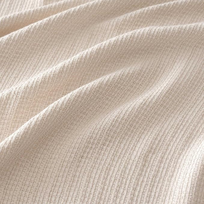 Martha Stewart - Queen Bed Blanket, 100% Cotton Textured Basket Weave Bedding, Breathable & Lightweight Blanket for Couch or Bed, Bedford Tile Pink