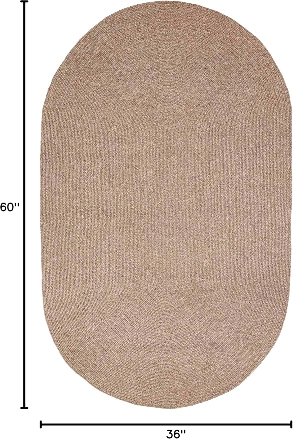 Superior Indoor/Outdoor Area Rug, Reversible Braided Floor Decor for Living Room, Kitchen, Patio, Front Porch, Modern Boho Farmhouse Rugs, Hardwood, Bedroom Accessories, 3' x 5', Latte