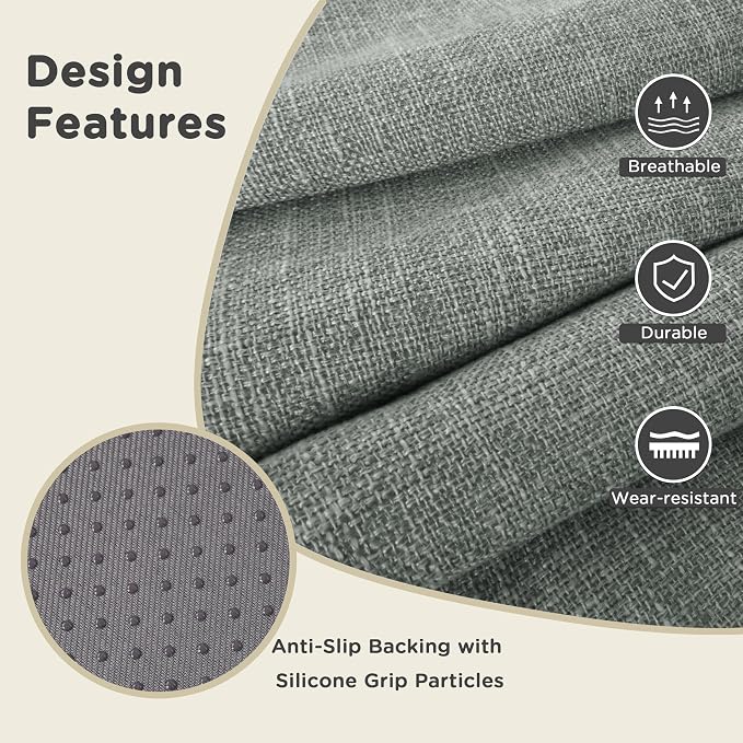 AddGrace 2.5" Thick Non Slip Round Chair Pad 1 Pack, 16", Light Grey | Machine-Washable Cover, Non-Slip, for Kitchen, Dining Room, Office, Floor, Bistro Cafe, for 16" Ottoman, 16" Round Stool