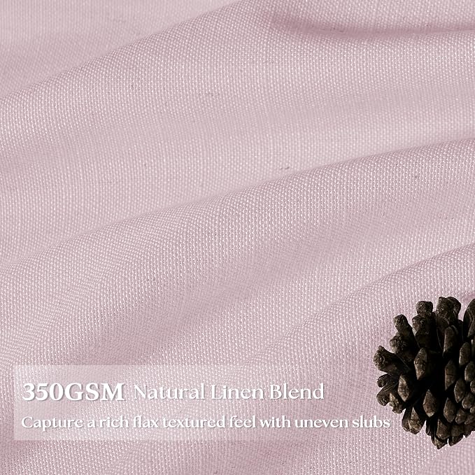 Pink Linen Pinch Pleated Curtains 90 Inch Length 2 Panels for Girls Bedroom Nursery Soft Thick Linen Window Curtains 90 Inches Long Semi Sheer Light Filtering for Living Room Blush Dusty Pink