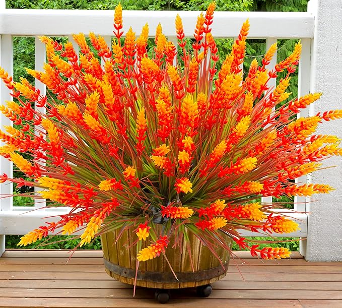 TSTWETO Artificial Plants Outdoor, 20 Pcs Fake Mums Flowers UV Resistant Outdoor Plants, Artificial Fall Flowers Plastic Faux Plants Shrubs for Home Porch Garden Yard Window Box