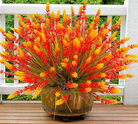 TSTWETO Artificial Plants Outdoor, 20 Pcs Fake Mums Flowers UV Resistant Outdoor Plants, Artificial Fall Flowers Plastic Faux Plants Shrubs for Home Porch Garden Yard Window Box