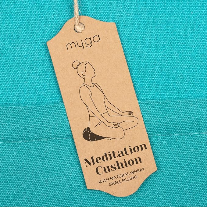 Myga Zafu Yoga Meditation Cushion with Washable Cover - Floor Cushion Pillow with Natural Buckwheat Filling - Soft Round Cotton Design for Meditating or Pranayama Exercises