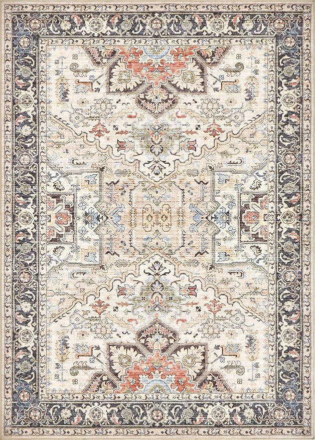 12x15 Area Rugs for Living Room - Large Carpet Ultra Thin Soft Washable Oriental Vintage Floral Distressed Big Indoor Carpets for Bedroom Nursery Dorm Home Decor Aesthetic - Multi Color