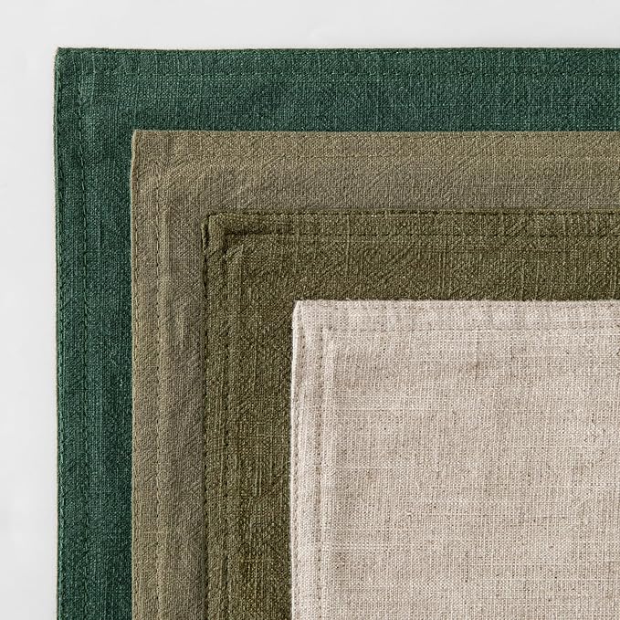 MIULEE Neutral Green Linen Pillow Covers Pack of 4 Decorative Natural Throw Pillow Covers Soft Accent Boho Farmhouse Couch Pillowcases Modern Spring Home Decors for Living Room Bed Sofa 24x24 Inch