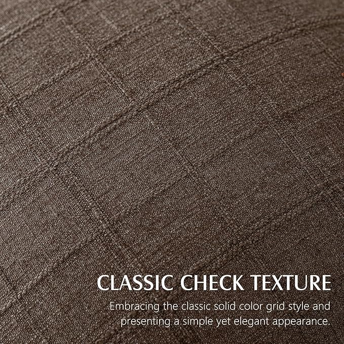 Foindtower Set of 2 Decorative Linen Check Throw Pillow Covers Neutral Farmhouse Lumbar Cushion Covers Modern Boho Home Decor for Sofa Chair Couch Bedroom Living Room,12×24 Inch,Dark Brown