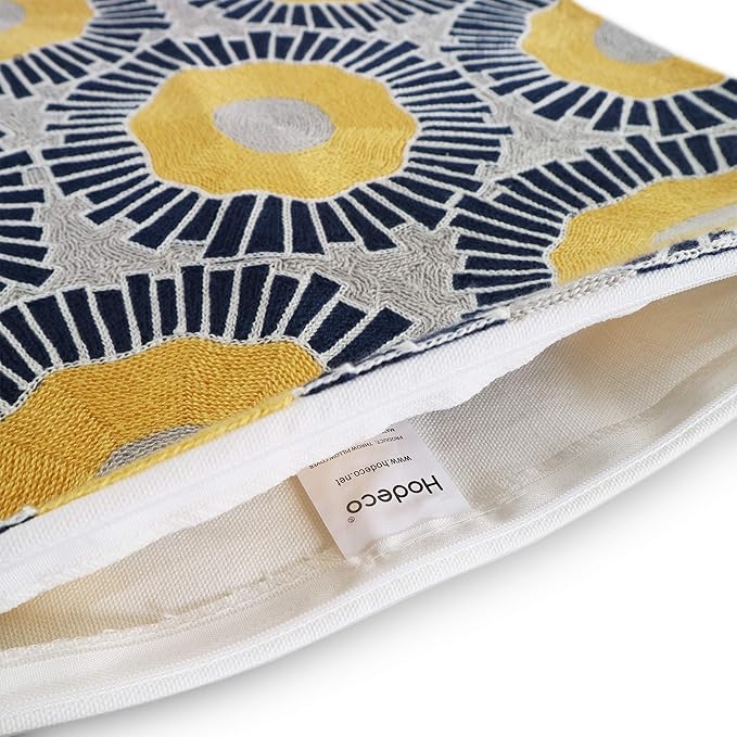 Embroidery Throw Pillow Covers 18x18 Home Decor Floor Pillow Cover for Couch Sofa Bed Room Chair 100% Cotton Cushion Cover Pillowcase 45x45cm Yellow Sunflowers Embroidered, 1 Piece