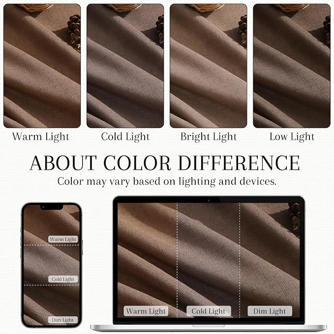 Caramel Brown Kitchen Tier Curtains 24 Inch Length Linen Blend Privacy French Country Light Filtering Short Curtain with Rod Pocket Back Tab for Over Sink Window Bathroom Laundry 2 Panels 30Wx24L