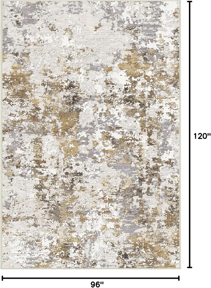 BEIMO Area Rugs 8x10 for Living Room Bedroom, Modern Abstract Machine Washable Rug, Large Soft Low Pile Floor Carpet with Non Slip Backing for Dining Room, Gold Brown