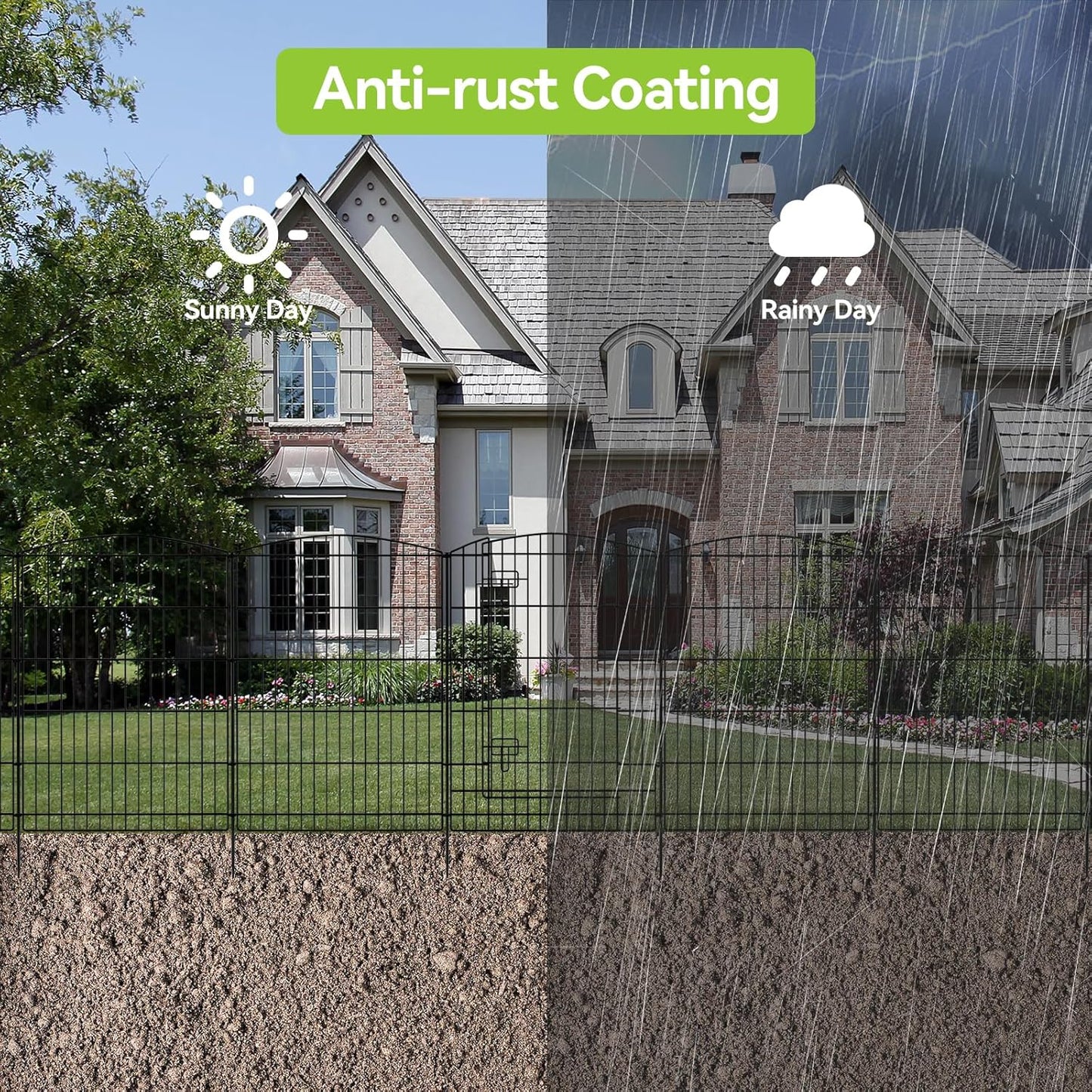 INJOPEXI Decorative Garden Fence 6 Panels 13ft (L)×36in (H) Animal Barrier Fences with 5 Panels + 1 Gate, No Dig Garden Fencing Rustproof Metal Wire Temporary Rabbit Dog Fence for Patio Outdoor Yard