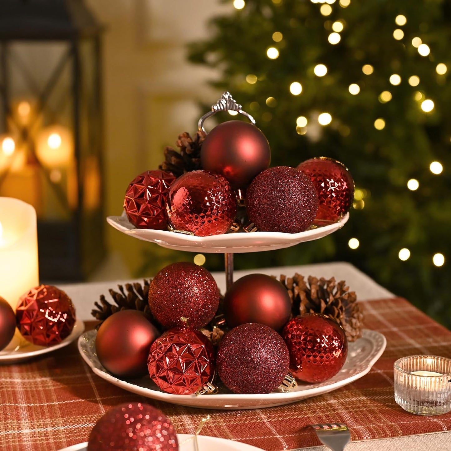 Valery Madelyn Christmas Tree Decorations Ornament Set for Fall Halloween, 50ct 2 Inches Burgundy Red Shatterproof Christmas Ball Ornaments Hanging Xmas Holiday Party Decor