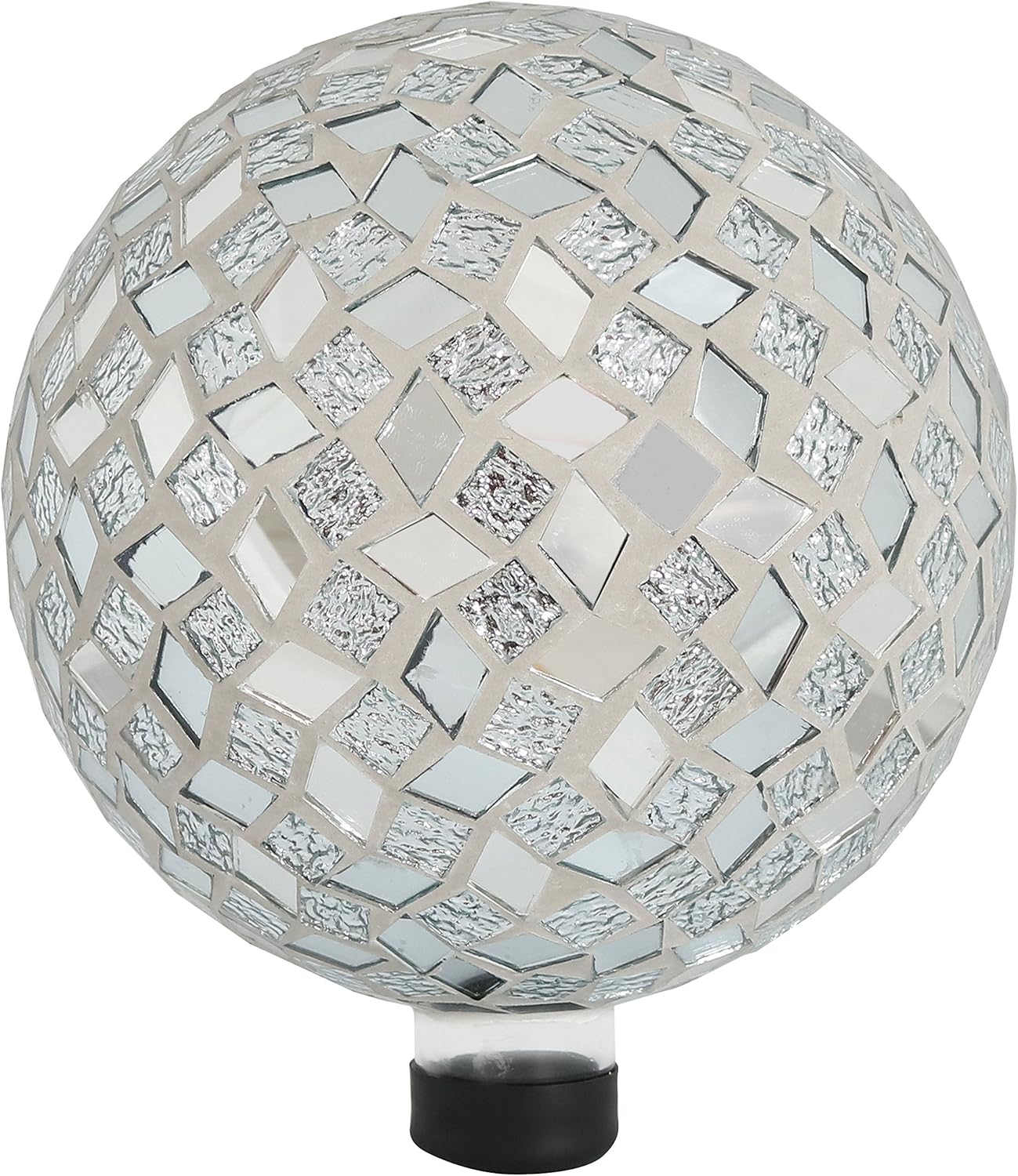 Sunnydaze 10-inch Gazing Ball for Garden - Crackled Glass Mosaic Gazing Globe for Outside - Mirrored Diamond Mosaic