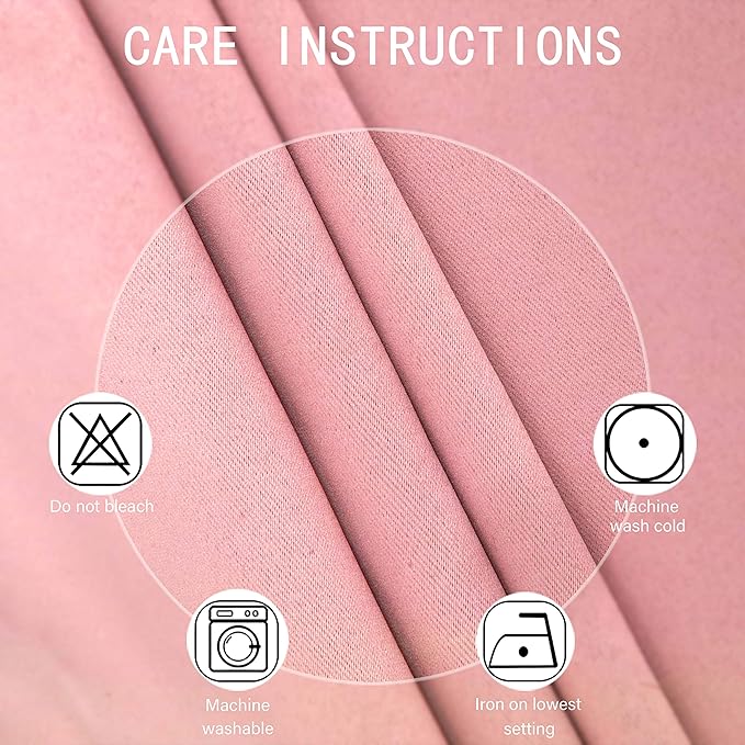 LEMOMO Pink Thermal Blackout Curtains/38 x 63 Inch/Set of 2 Panels Room Darkening Curtains for Bedroom