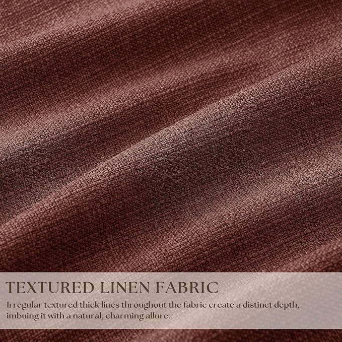 Red Brown 80 Inch Pinch Pleated Black Out Curtains 2 Panel Set for Living Room Pinch Pleat Linen Drapes with Liner 80 Inches Long 100% Blackout Light Blocking Energy Saving Curtain for Dining Bedroom
