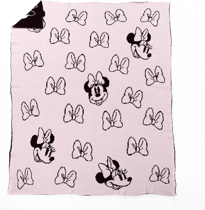 Jay Franco Disney Minnie Mouse Feather Knit Fluffy Throw Blanket for Girls - Light Pink Bows Fuzzy Blanket Measures 50 x 60 inch | Super Soft Lightweight Bedding
